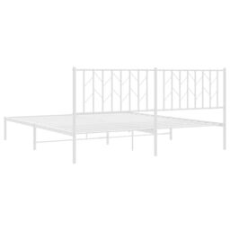 Berkfield Home Metal Bed Frame without Mattress with Headboard White 183x213cm - Size: 183x213 cm - thumbnail 7