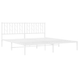 Berkfield Home Metal Bed Frame without Mattress with Headboard White 183x213cm - Size: 183x213 cm - thumbnail 4