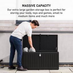 Olsen & Smith 270L Outdoor Plastic Garden Storage Box Lockable Seat in Black - thumbnail 5