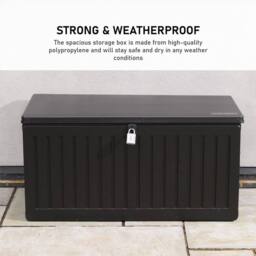 Olsen & Smith 270L Outdoor Plastic Garden Storage Box Lockable Seat in Black - thumbnail 4