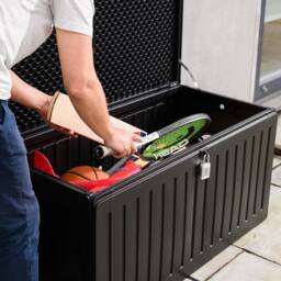 Olsen & Smith 270L Outdoor Plastic Garden Storage Box Lockable Seat in Black - thumbnail 7