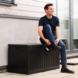 Olsen & Smith 270L Outdoor Plastic Garden Storage Box Lockable Seat in Black - thumbnail 6