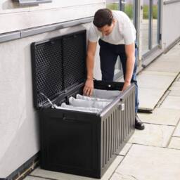 Olsen & Smith 270L Outdoor Plastic Garden Storage Box Lockable Seat in Black - thumbnail 8