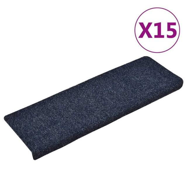 Berkfield Home Stair Mats 15 pcs Needle Punch 65x21x4 cm Blue - Size: Medium - image 1