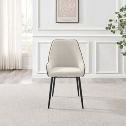 FurnitureboxUK Beaumont 2x Fabric Black Leg Dining Chair in Cream - thumbnail 3