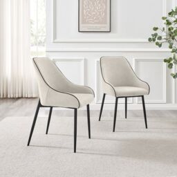 FurnitureboxUK Beaumont 2x Fabric Black Leg Dining Chair in Cream - thumbnail 2
