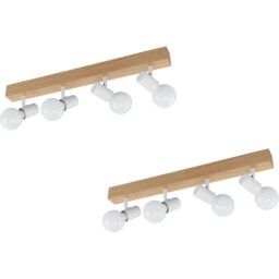 Loops 2 PACK 4 Spot Wall Flush Ceiling Light Colour Brown White Shade E27 4x60W