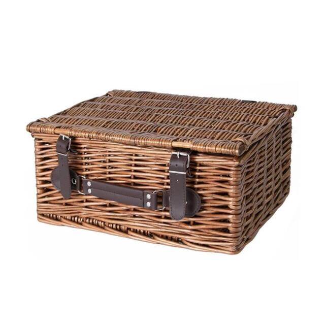 FLAVORA Brown- Traditional Wicker Picnic Hamper Storage Basket in Brown - Size: 500mm - image 1