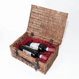 FLAVORA Brown- Traditional Wicker Picnic Hamper Storage Basket in Brown - Size: 500mm - thumbnail 3