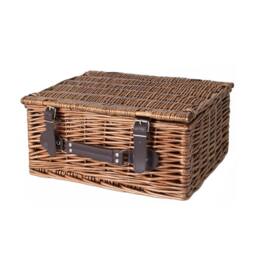 FLAVORA Brown- Traditional Wicker Picnic Hamper Storage Basket in Brown - Size: 500mm - thumbnail 1