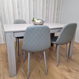 KOSY KOALA Grey Dining Table Set With 4 Grey Stitched Padded Chairs Kitching Dining Set Dining Room - thumbnail 4