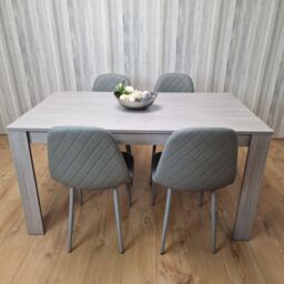 KOSY KOALA Grey Dining Table Set With 4 Grey Stitched Padded Chairs Kitching Dining Set Dining Room - thumbnail 1