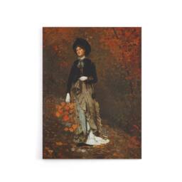 "Artery8 Autumn Woman Portrait Winslow Homer Canvas Wall Art Print in White - Size: W12"" x H16""" - thumbnail 1