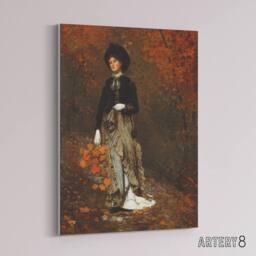 "Artery8 Autumn Woman Portrait Winslow Homer Canvas Wall Art Print in White - Size: W12"" x H16""" - thumbnail 2