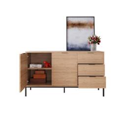 BIMOSSA Alya 140 cm Sideboard Cabinet with Fluted Doors & Storage in Light Oak - thumbnail 4