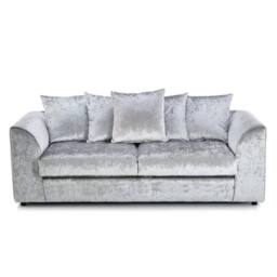 SNUG FURNITURE BIRMINGHAM LTD Crushed Velvet 3 Seater Sofa Scatterback in Silver