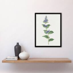 Artery8 Gentian Flower Framed Wall Art Print Vintage Japanese Botanical in Pink - Size: A4 - thumbnail 4