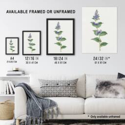 Artery8 Gentian Flower Framed Wall Art Print Vintage Japanese Botanical in Pink - Size: A4 - thumbnail 3