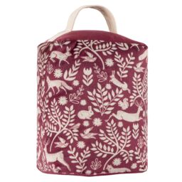 Furn Skandi Woodland Animal Velvet Door Stop in Burgundy - thumbnail 1