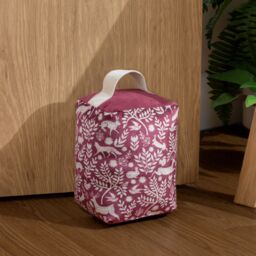 Furn Skandi Woodland Animal Velvet Door Stop in Burgundy - thumbnail 4