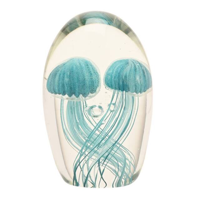 Objets d'Art Glass Paperweight Jellyfish Duo in Blue - image 1