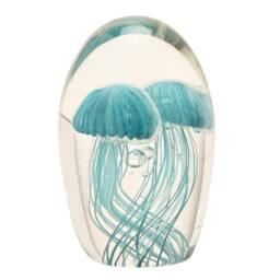 Objets d'Art Glass Paperweight Jellyfish Duo in Blue - thumbnail 2