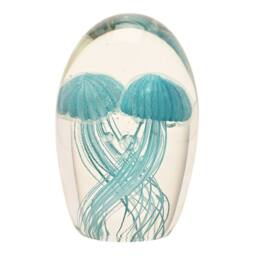 Objets d'Art Glass Paperweight Jellyfish Duo in Blue - thumbnail 4