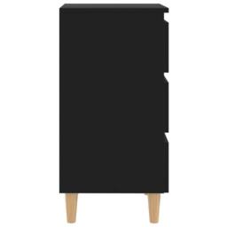 Berkfield Home Bed Cabinet with Solid Wood Legs Black 40x35x69 cm - Size: 40 x 35 x 69 cm - thumbnail 6
