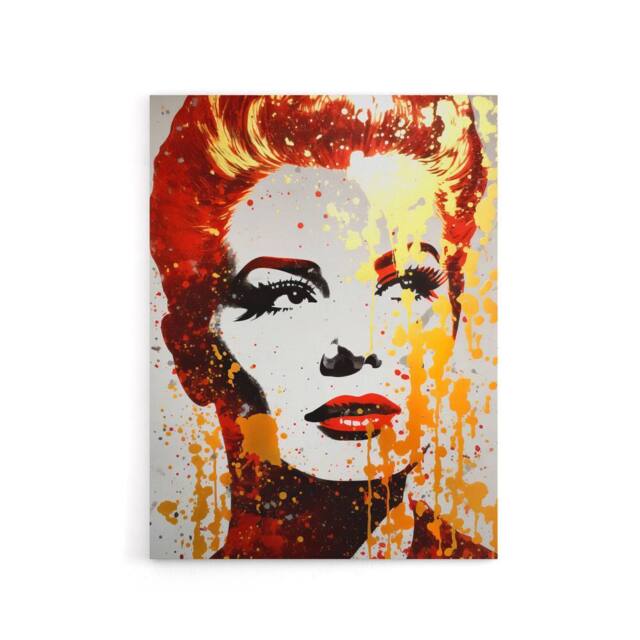 "Artery8 Woman With Red Lipstick Retro Glam Canvas Wall Art Print in Orange - Size: W18"" x H24""" - image 1
