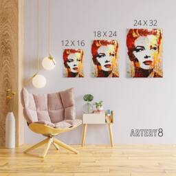 "Artery8 Woman With Red Lipstick Retro Glam Canvas Wall Art Print in Orange - Size: W18"" x H24""" - thumbnail 4