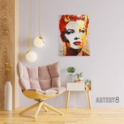 "Artery8 Woman With Red Lipstick Retro Glam Canvas Wall Art Print in Orange - Size: W18"" x H24""" - thumbnail 3