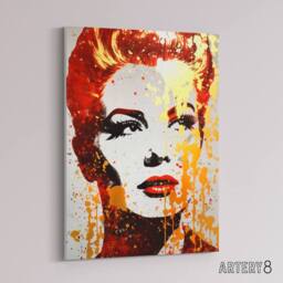 "Artery8 Woman With Red Lipstick Retro Glam Canvas Wall Art Print in Orange - Size: W18"" x H24""" - thumbnail 2