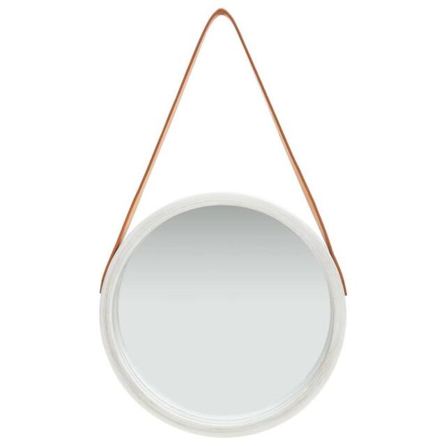 Berkfield Home Wall Mirror with Strap 40 cm Silver - image 1