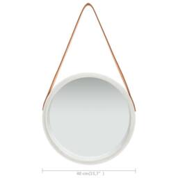 Berkfield Home Wall Mirror with Strap 40 cm Silver - thumbnail 6