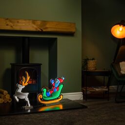 Samuel Alexander 75cm Infinity Santa in Sleigh with Reindeer on Metal Base & Multi-Coloured LEDs - thumbnail 2