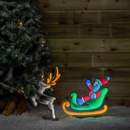 Samuel Alexander 75cm Infinity Santa in Sleigh with Reindeer on Metal Base & Multi-Coloured LEDs - thumbnail 3