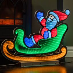 Samuel Alexander 75cm Infinity Santa in Sleigh with Reindeer on Metal Base & Multi-Coloured LEDs - thumbnail 6