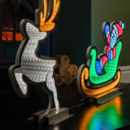 Samuel Alexander 75cm Infinity Santa in Sleigh with Reindeer on Metal Base & Multi-Coloured LEDs - thumbnail 4