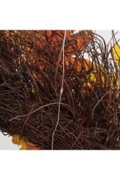 H&O Direct 55cm Autumn Daisy Maple Leaf Wreath Hanging Decoration with LED Light in Brown - thumbnail 8