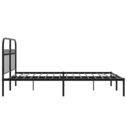 Berkfield Home Metal Bed Frame without Mattress with Headboard Black 140x190cm - Size: 140x190 cm - thumbnail 5