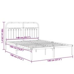 Berkfield Home Metal Bed Frame without Mattress with Headboard Black 140x190cm - Size: 140x190 cm - thumbnail 8