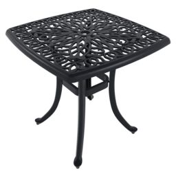 Charles Bentley Cast Aluminium Black Side Table Patio Poolside Garden Furniture - thumbnail 6