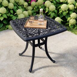 Charles Bentley Cast Aluminium Black Side Table Patio Poolside Garden Furniture