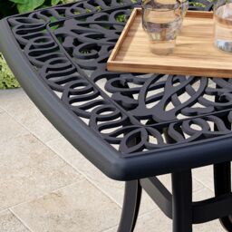Charles Bentley Cast Aluminium Black Side Table Patio Poolside Garden Furniture - thumbnail 2