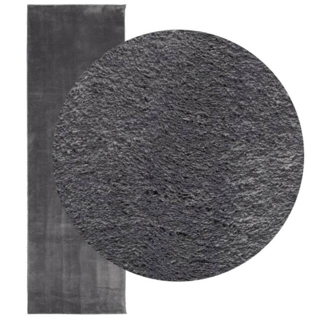 Berkfield Home Rug Short Pile Soft & Washable Anthracite 80x250 cm in Charcoal - Size: 100 cm diameter - image 1