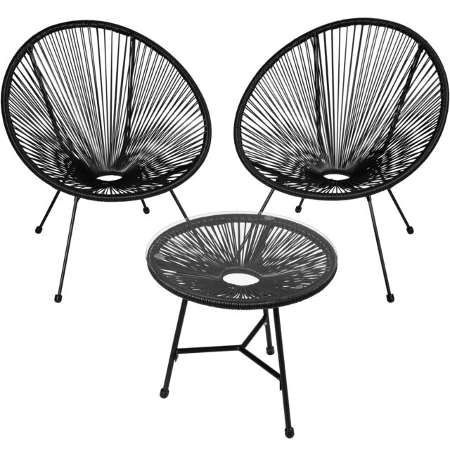 tectake Garden Table & Chairs in Black - Size: 2 Seater - image 1