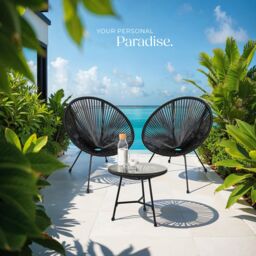tectake Garden Table & Chairs in Black - Size: 2 Seater - thumbnail 8