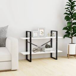 Berkfield Home 2-Tier Book Cabinet White 100x30x70 cm Engineered Wood - Size: 100 x 30 x 70 cm - thumbnail 3