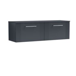 Balterley 2 Drawer Wall Hung Vanity Unit Colour Match Worktop, 1200mm in Grey - thumbnail 1