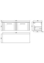 Balterley 2 Drawer Wall Hung Vanity Unit Colour Match Worktop, 1200mm in Grey - thumbnail 7